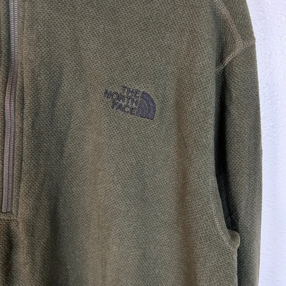 The North Face‎ Mens Dark Green Textured Fleece 1/4 Zip Pullover Sweater XL